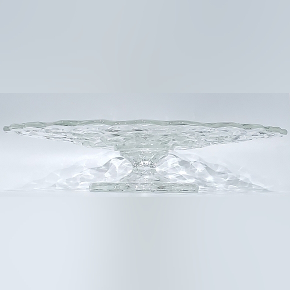 Viking 12" Low Cake Stand "Diamond Thumbprint Clear" Vintage EUC - Picture 11 of 14